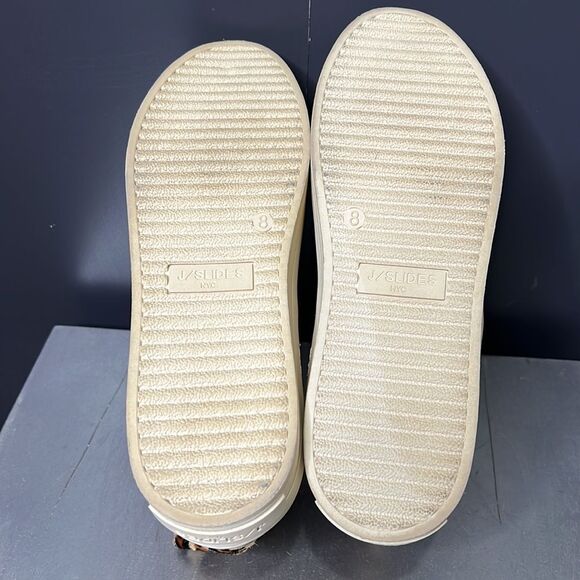 J Slides Hypo Platform High Top Sneaker Bootie Cheetah Leopard Print Calf Hair - Picture 7 of 9